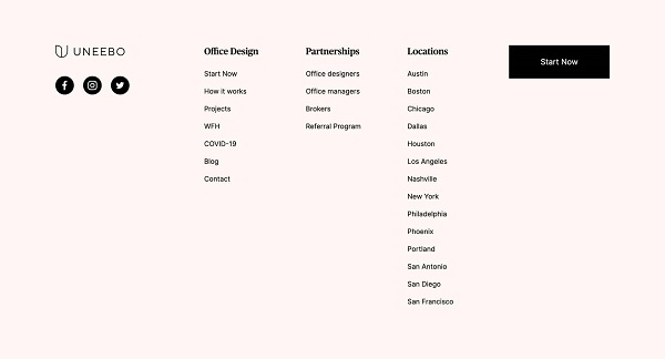 Exemple menu de navigation footer
