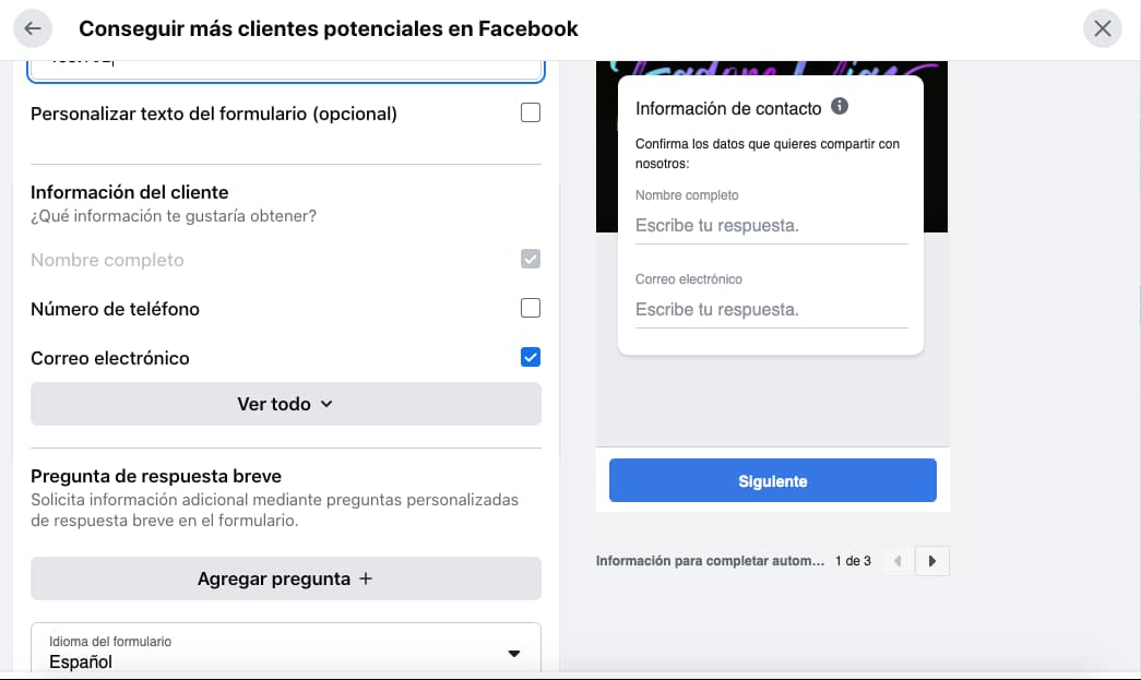 Facebook Leads Ads - cómo crear un formulario