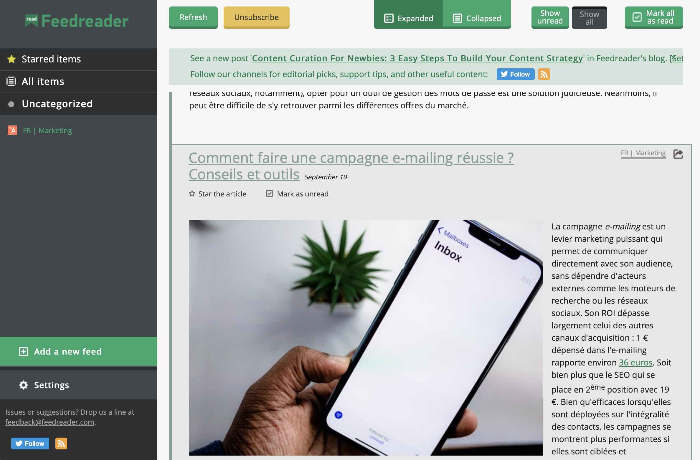 agrégateur de flux feedreader