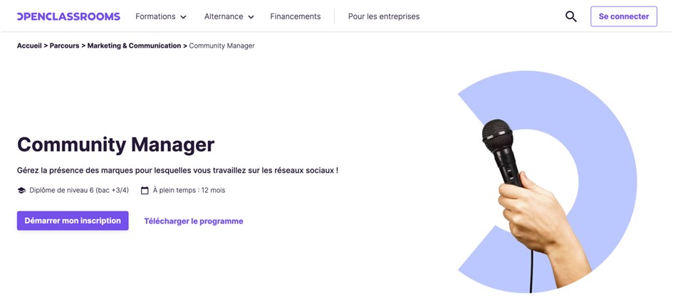 Formation au métier de Community Manager de Open Classrooms