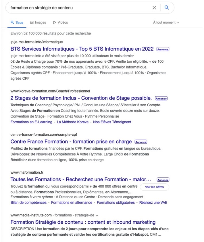 Formation en stratégie de contenu