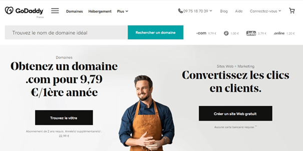 exemple registrar GoDaddy