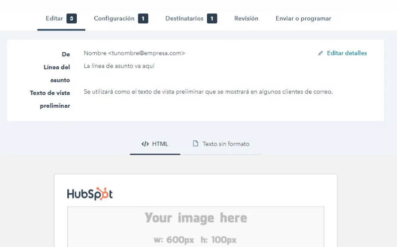 Funcionalidad de CRM B2B de HubSpot: envío de correos