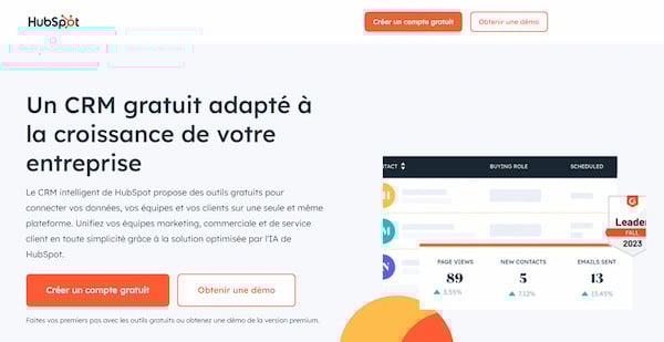 HubSpot CRM outil équipe commerciale