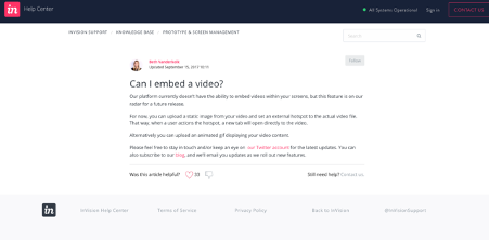 InVision, tutoriels et articles pour la base de connaissances