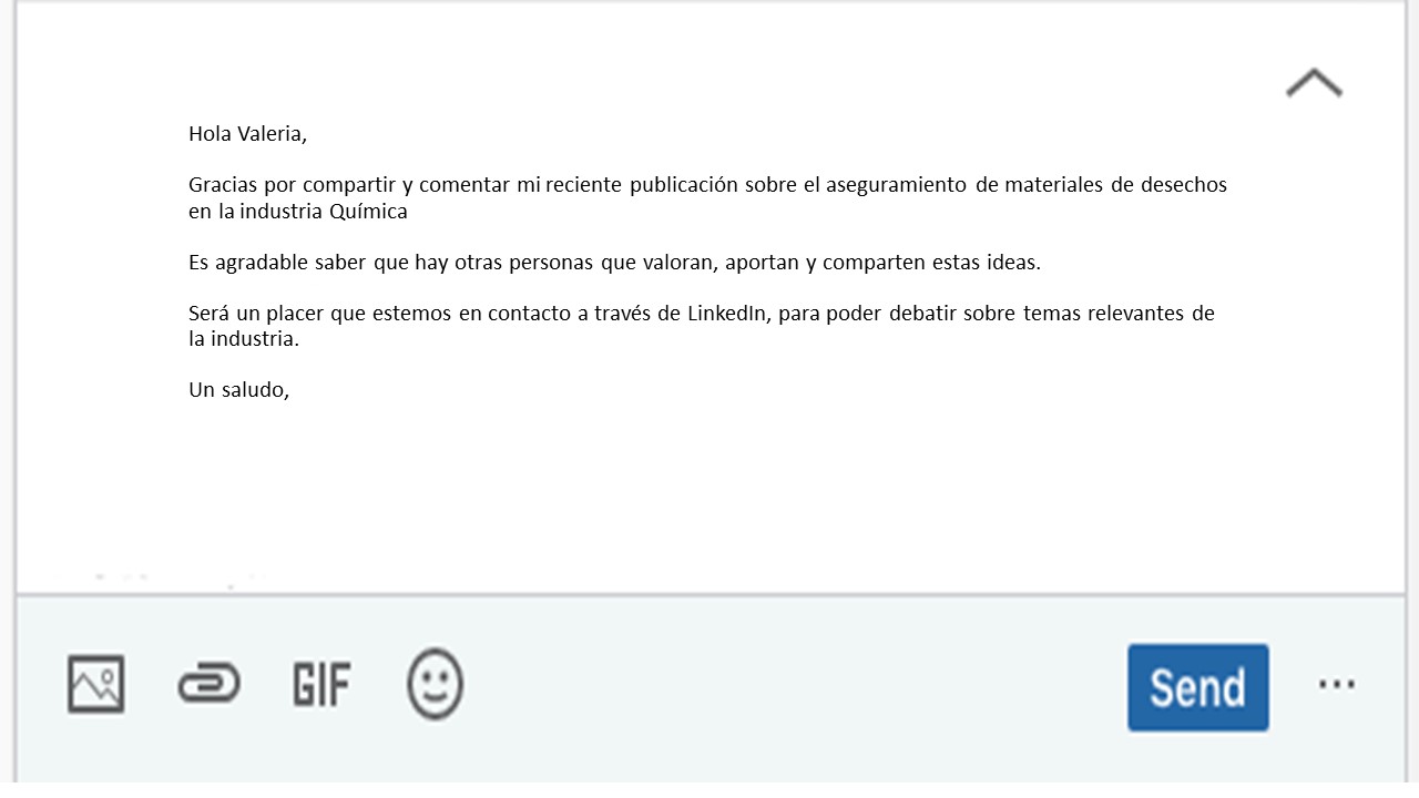Ejemplo de mensaje para comentarios en LinkedIn