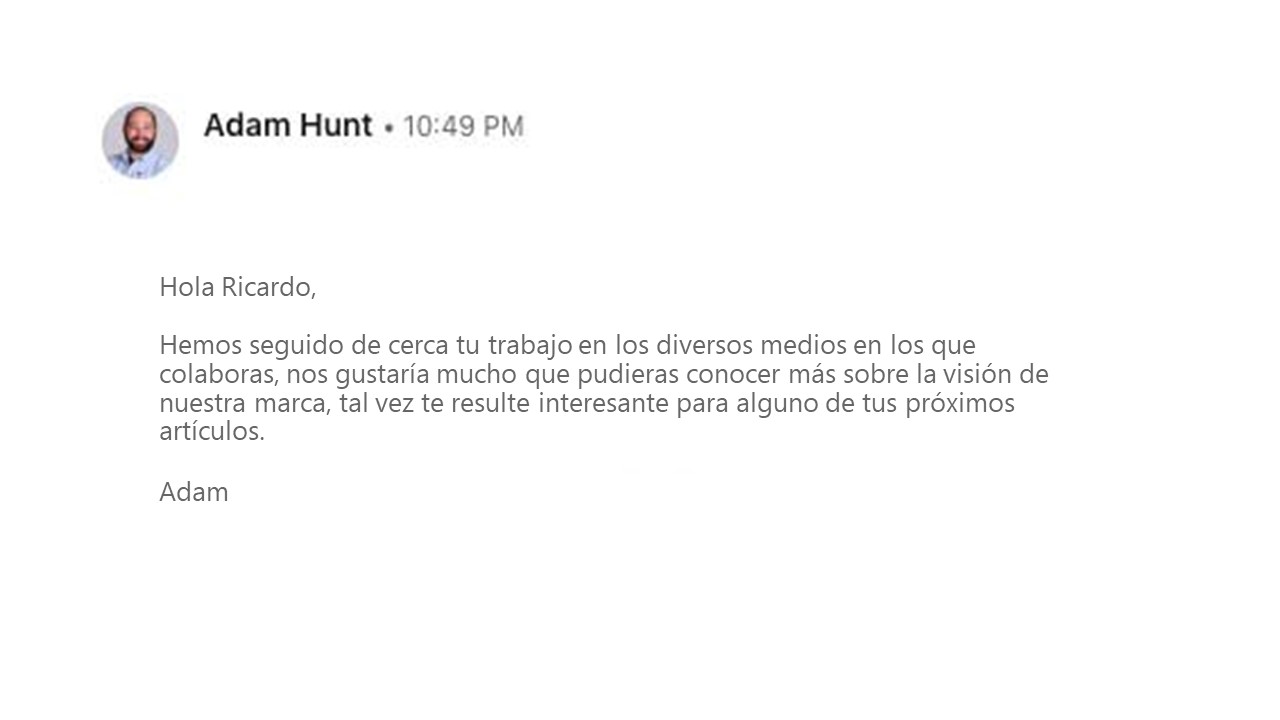 Ejemplo de InMail de LinkedIn para medios y prensa