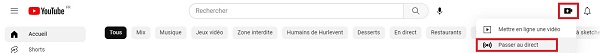 Lancement live YouTube
