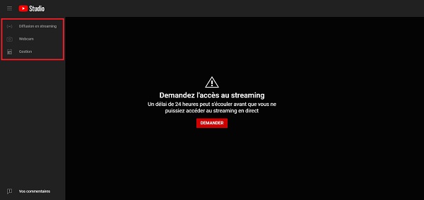 Lancement live YouTube étape 1