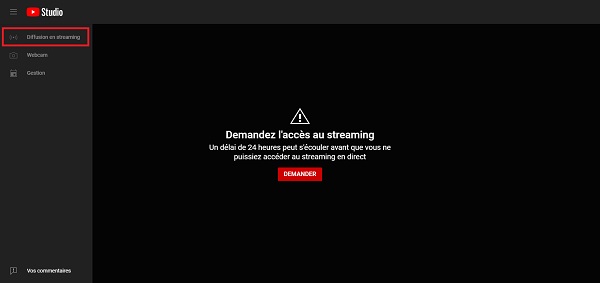 Lancement live YouTube étape 3