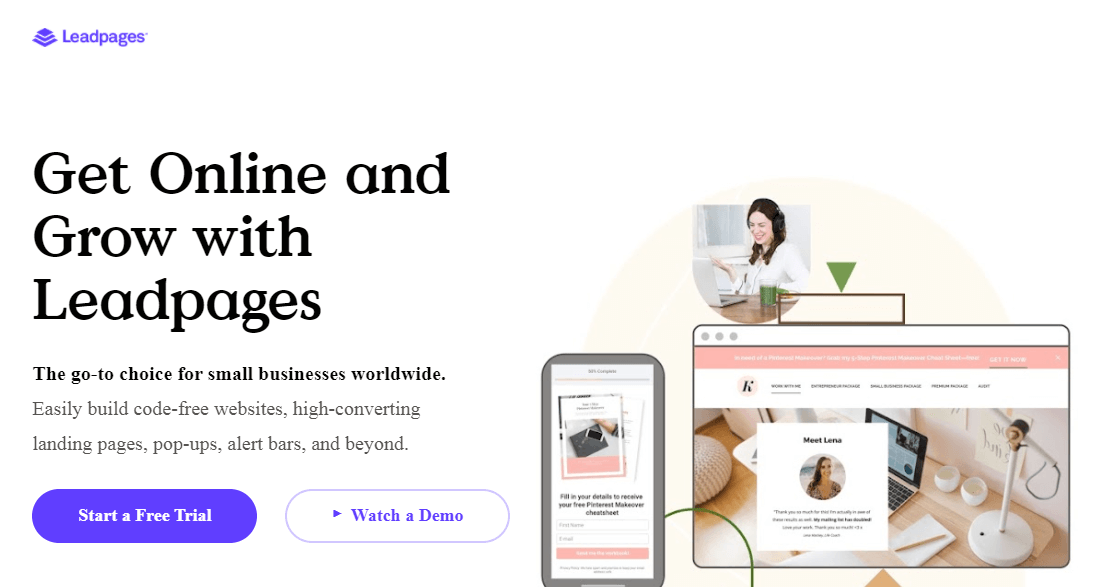 Creador de squeeze page: Leadpages