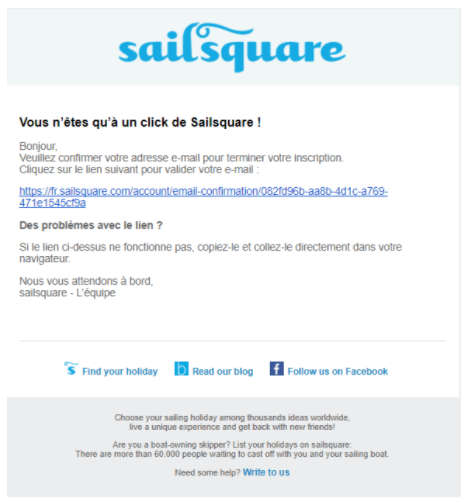 exemple email confirmation création de compte