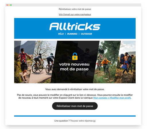 exemple d'email de réinitialisation de mot de passe