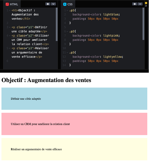 Le padding format HTML