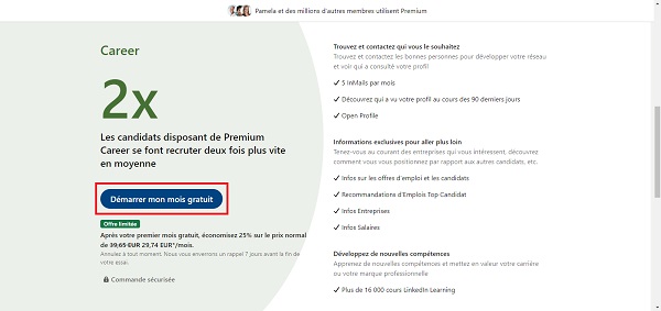 Souscription LinkedIn Premium - Étape 5