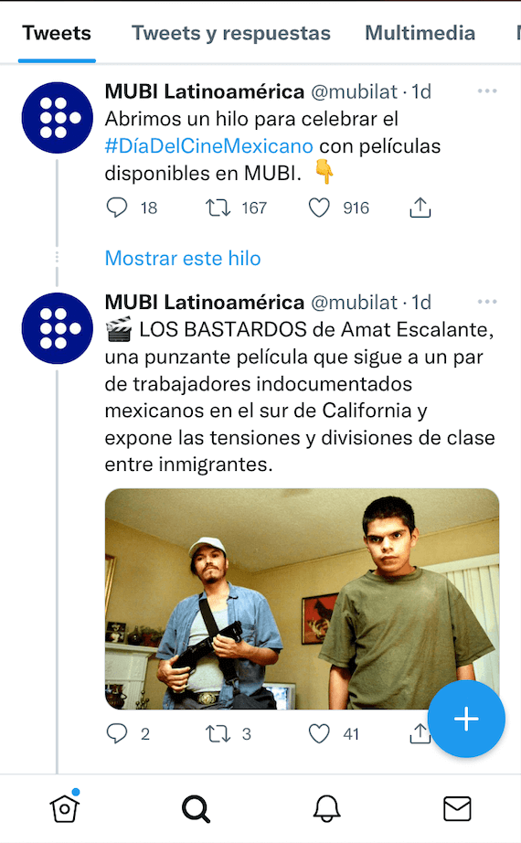 Ejemplo de contenido de actualidad: MUBI