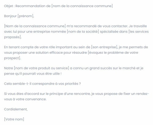 exemple d'email de mise en relation