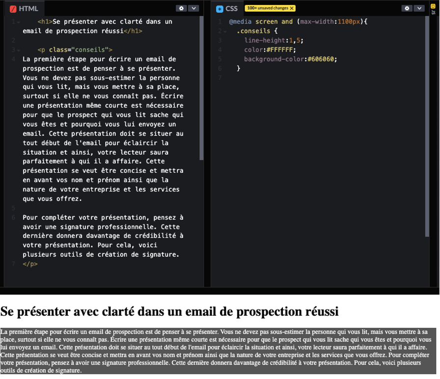 Media query contraignant le texte à respecter un interligne précis