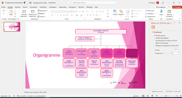 choix de l'arrière-plan de l'organigramme powerpoint