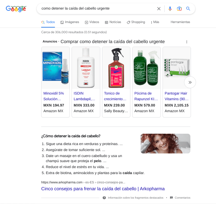 Ejemplo de PPC en Google