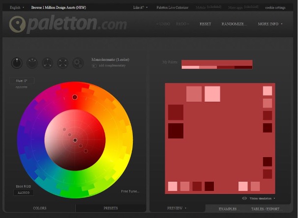 Paletton pour créer une palette de couleurs