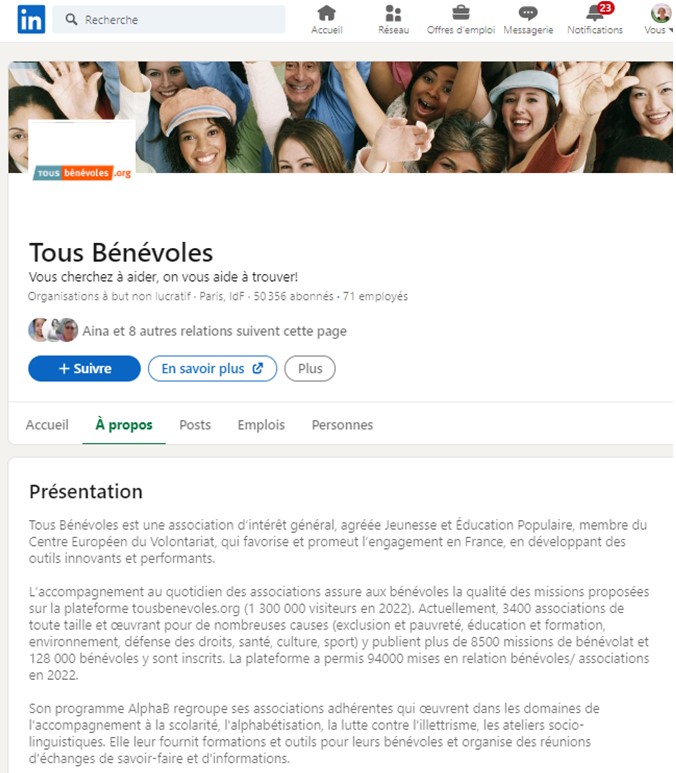 Partager l’histoire de l’association sur Linkedin