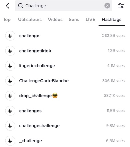 hashtag pour le SEO TikTok