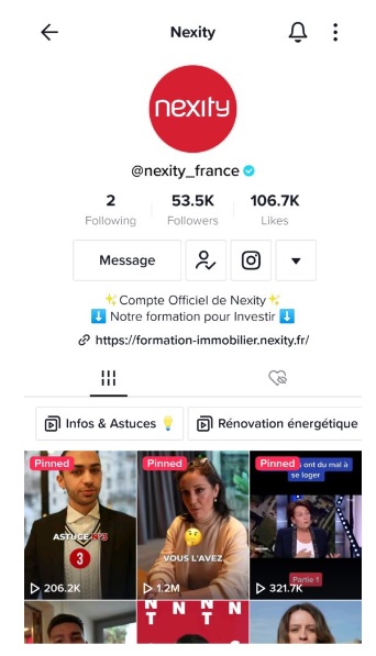 compte TikTok de Nexity