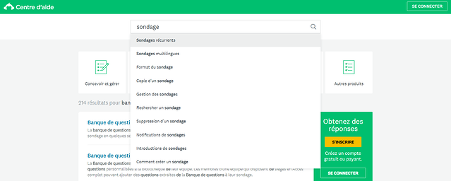 SurveyMonkey suggestions pour la base de connaissances