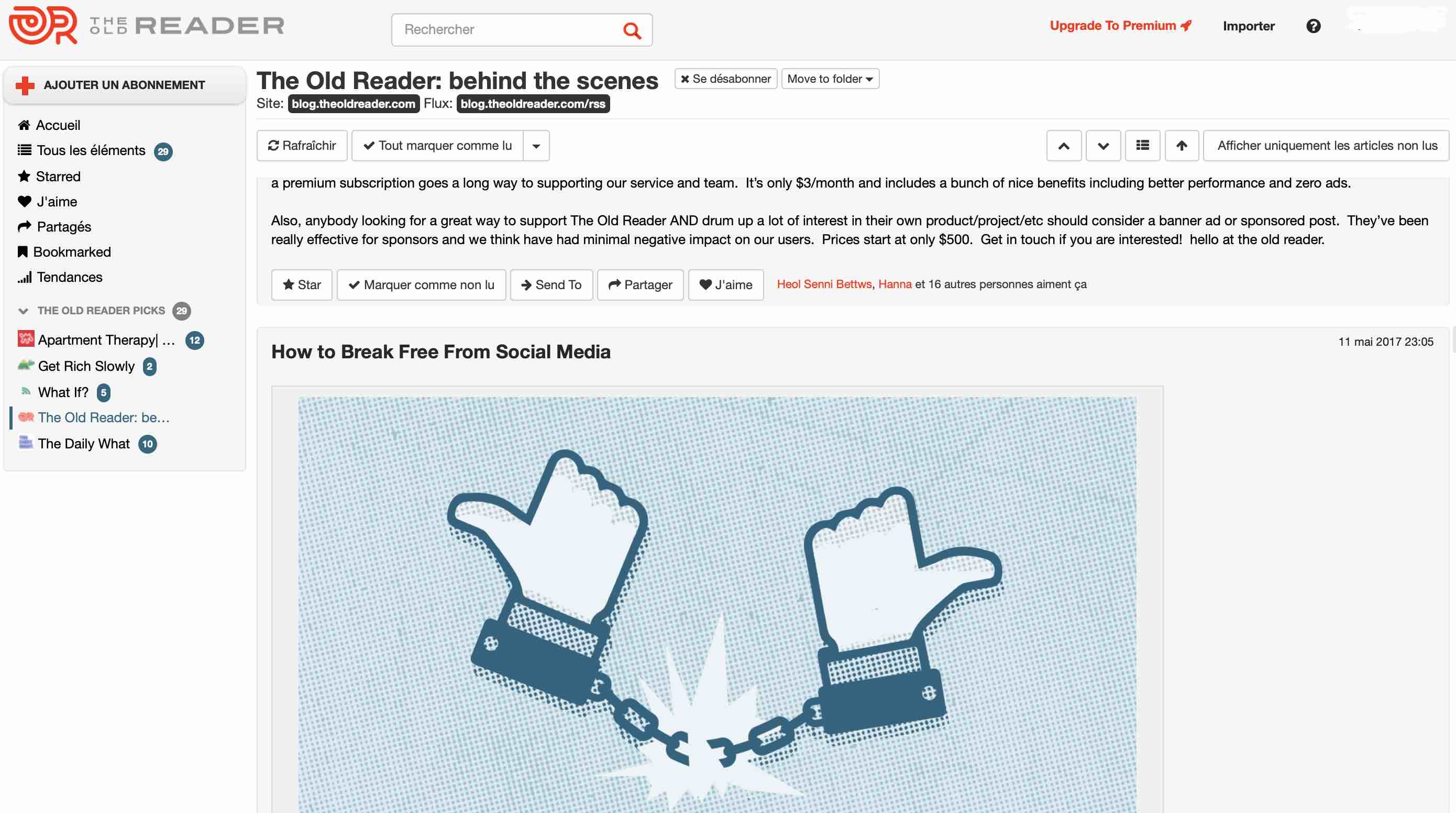 agrégateur de flux the old reader
