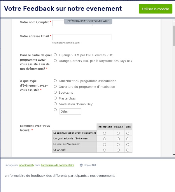avis sur un evenement