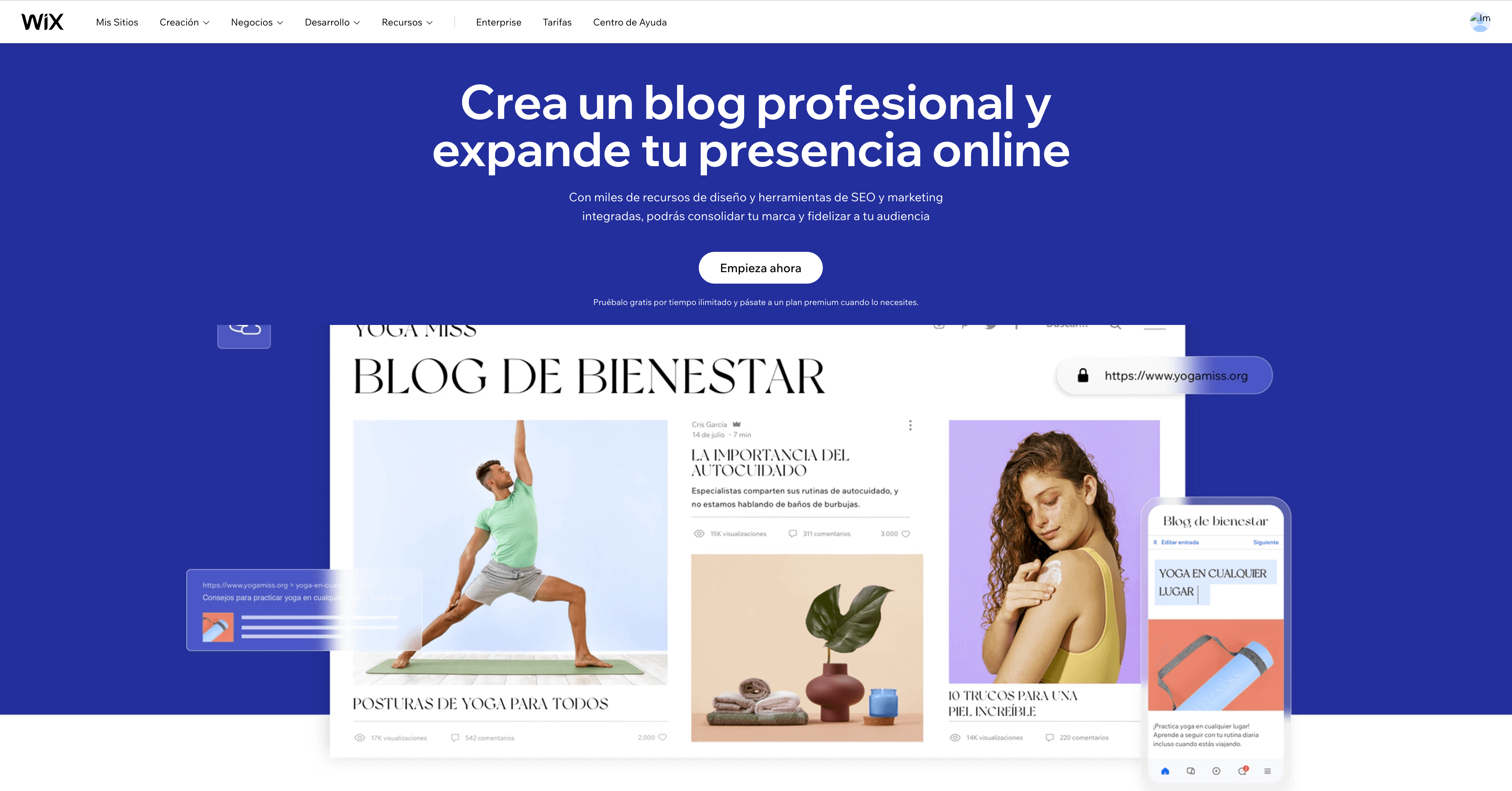 Herramientas para blog: WIX