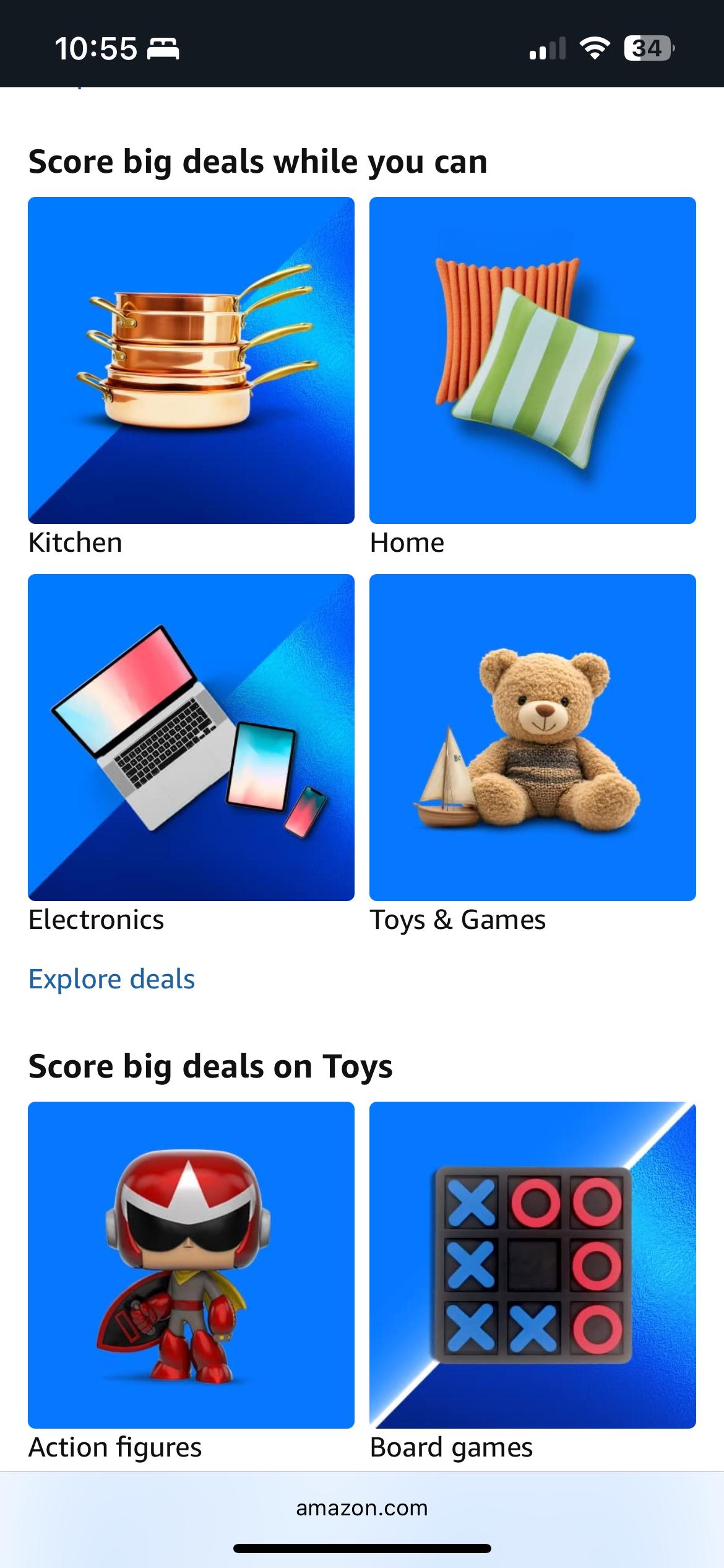 Ejemplo de página web responsive mobile . Navegación adaptable - Amazon
