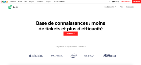 ZohoDesk base de connaissances en libre-service