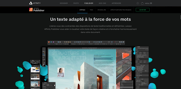 logiciel PAO - affinity publisher
