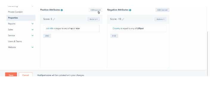 Agregar o descartar atributos con las herramientas de lead scoring de HubSpot