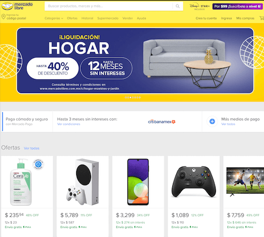 Ejemplo de aplicación web para comercio electrónico: MercadoLibre