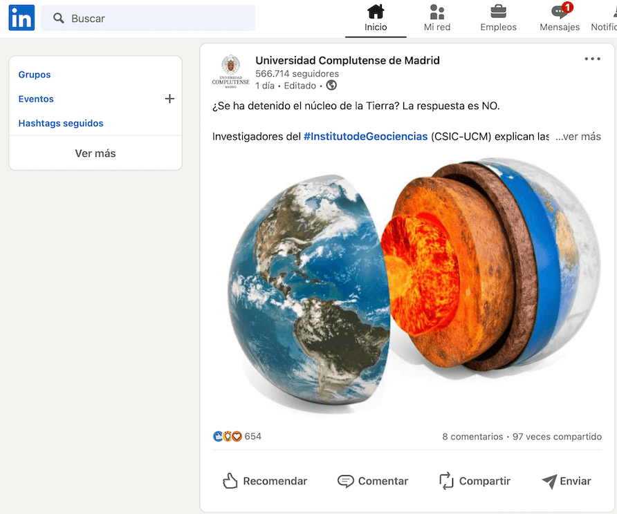 Ejemplo de aplicación web dinámica: LinkedIn