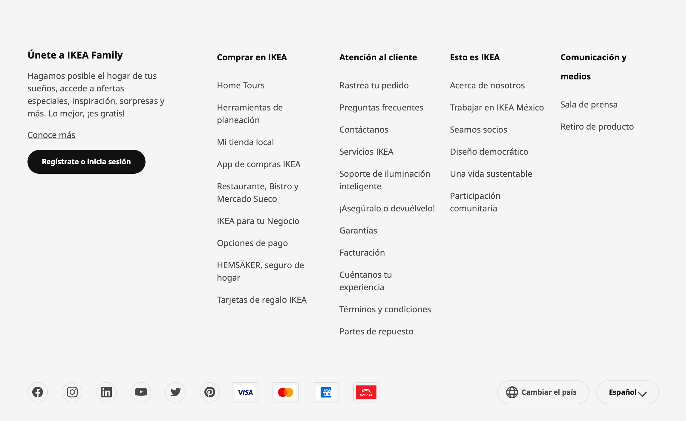 Ejemplo de aplicación web portal: IKEA