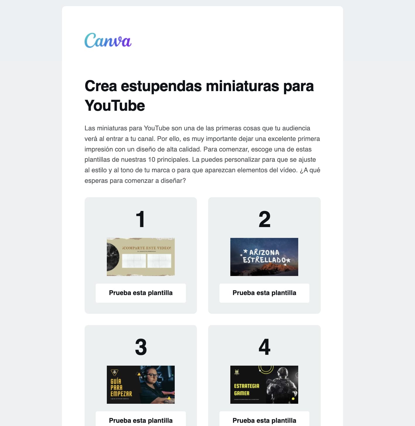 Ejemplo de email marketing B2B de Canva