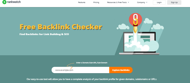 Herramienta para backlinks Rankwatch