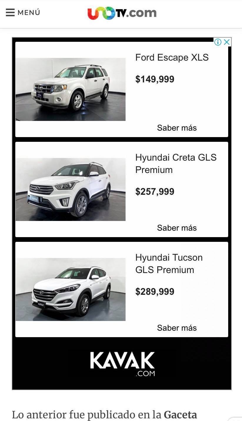 Ejemplo de banner mobile-friendly con datos relevantes al inicio