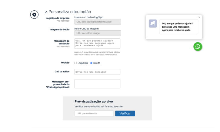 botão de whatsapp no site