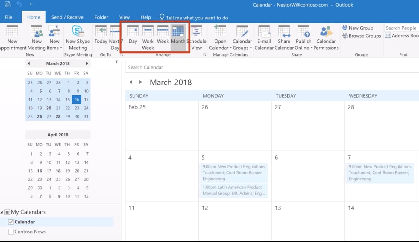 calendrier outlook
