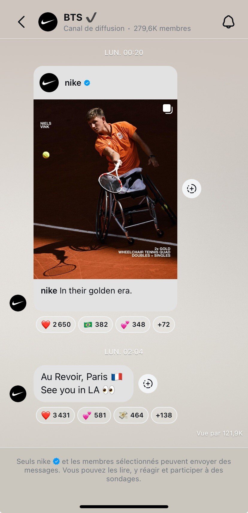 canal de diffusion instagram de nike