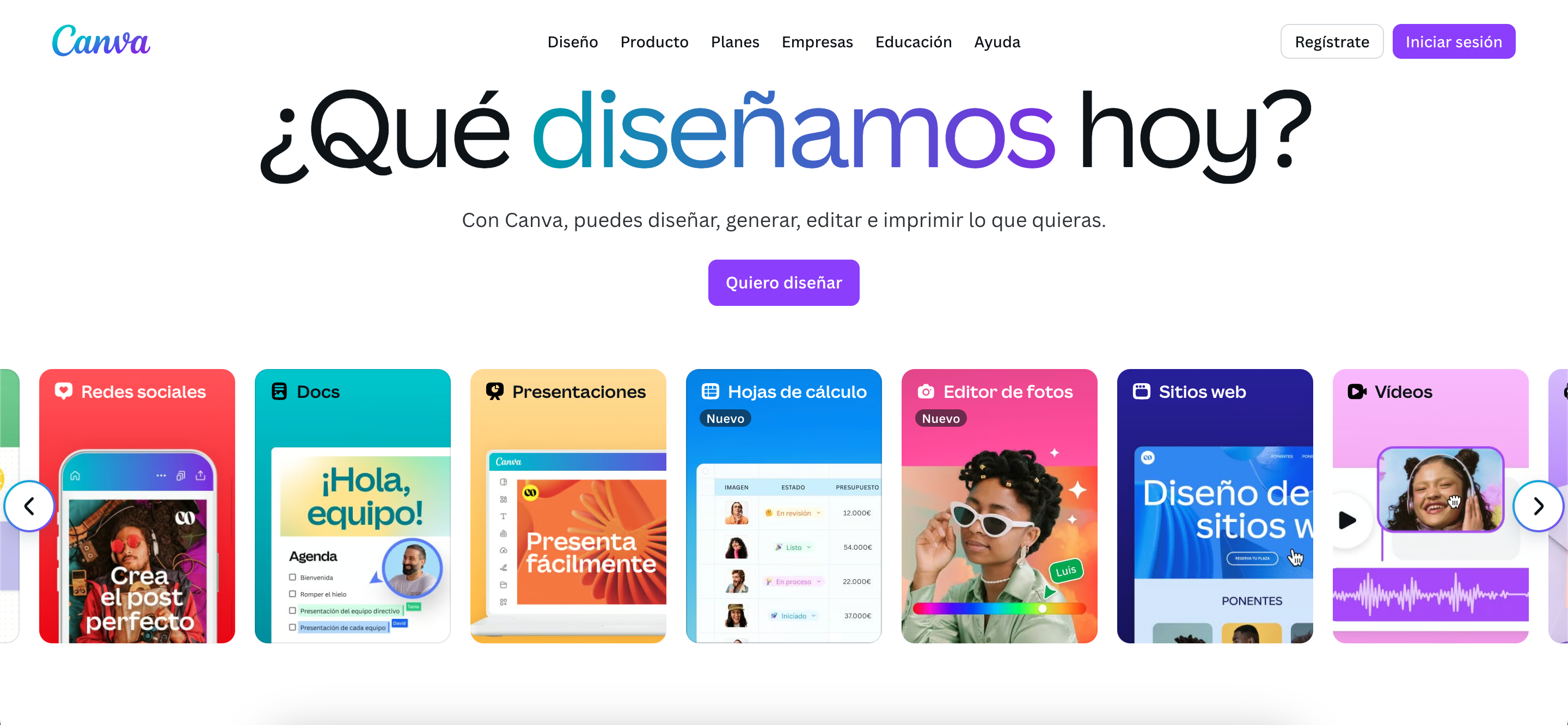 Ejemplo de landing page: Canva