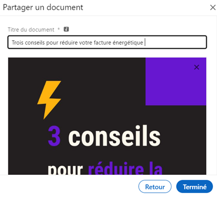 Carrousel LinkedIn : donner un titre au carrousel