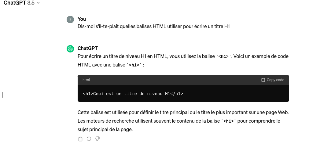 Chatgpt - Outil de développement web