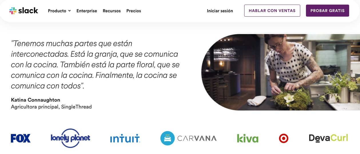 Ejemplo de perfil de clientes potenciales de Slack