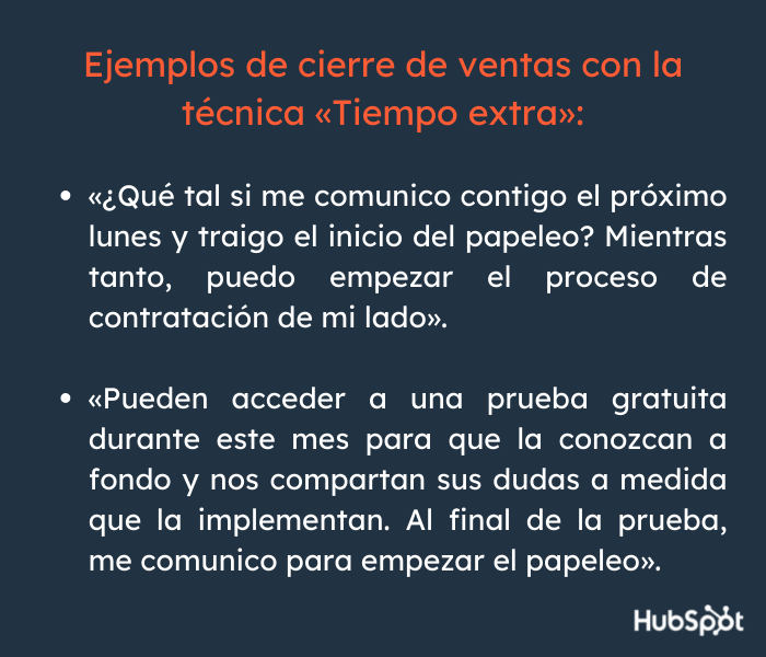 Cierres de ventas con la técnica de tiempo extra